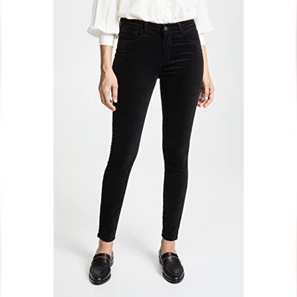 L'AGENCE Marguerite Black Velvet Jeans